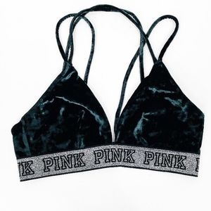 Dark Green Velvet Bralette from PINK